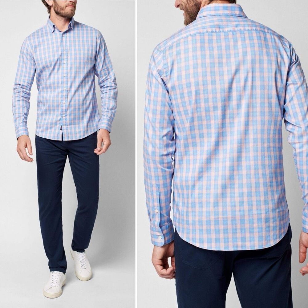 Faherty The Movement Sport Shirt in Bay Reef Check Size M